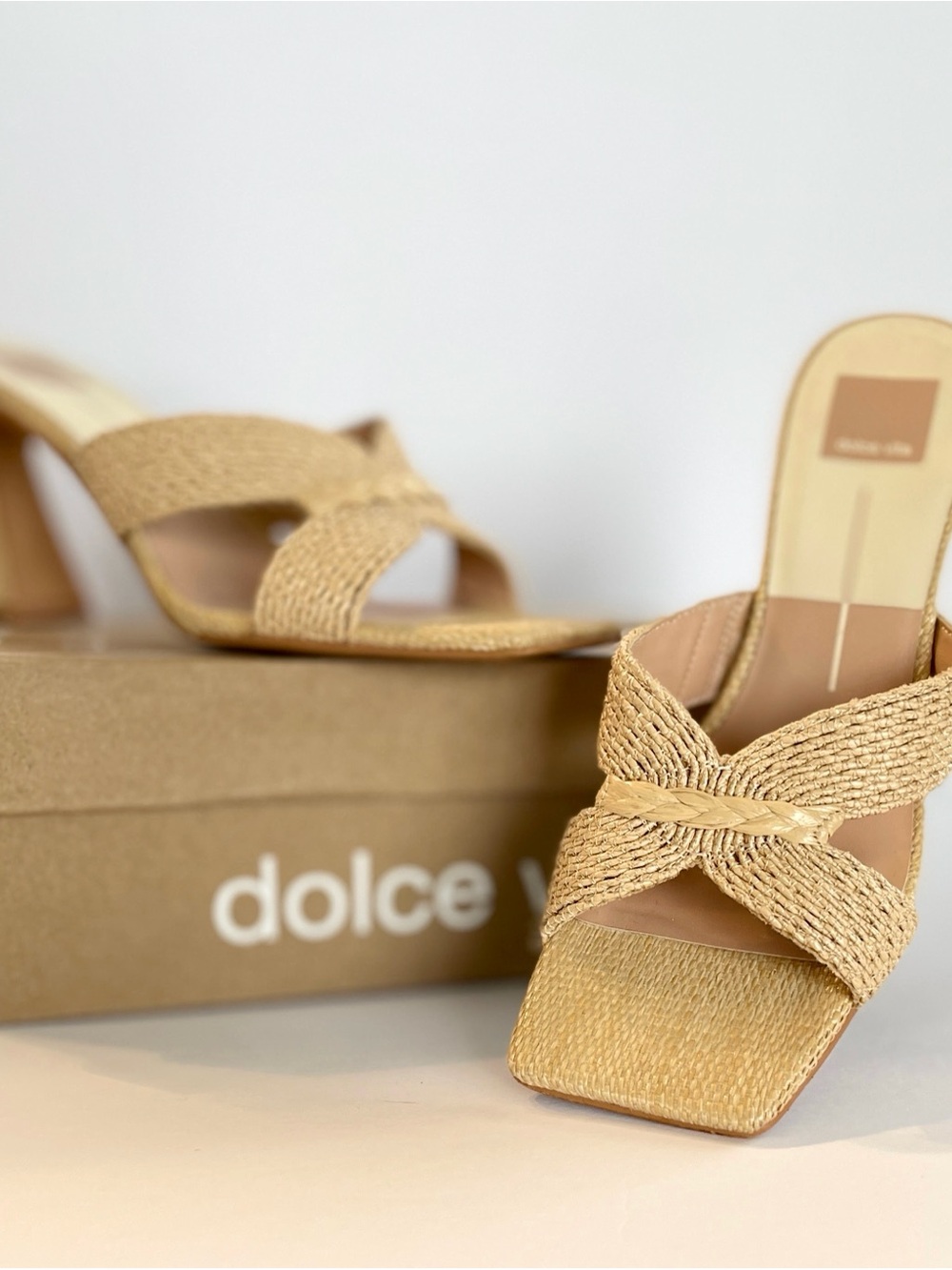 Dolce Vita Nitro Braided Tan Raffia Slide Mules Size 9.5